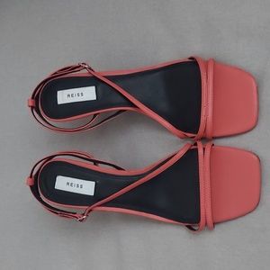 Reiss Leather Strappy Sandals in Coral Size 41, US 10/10.5/11